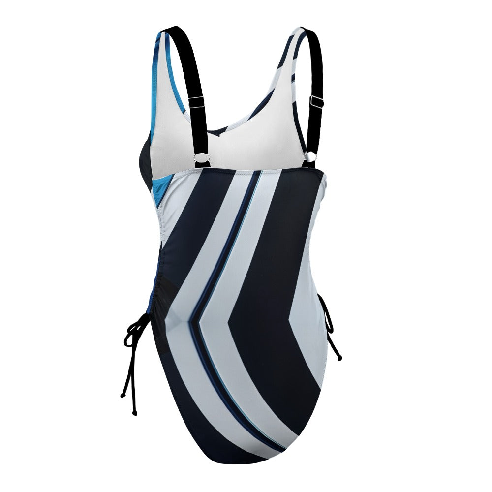 Ladies Black and Blue One Piece Swimsuit