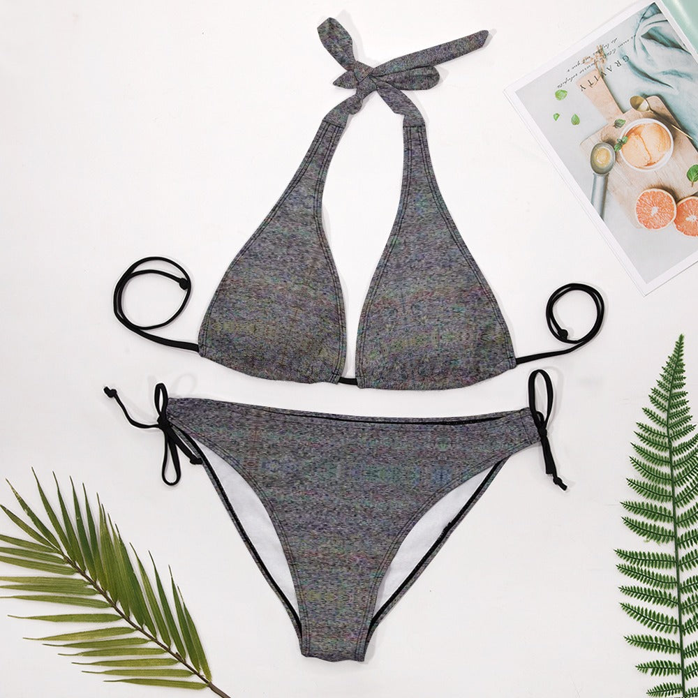 Ladies Sexy V-Neck TV Static Bikini Swimsuit