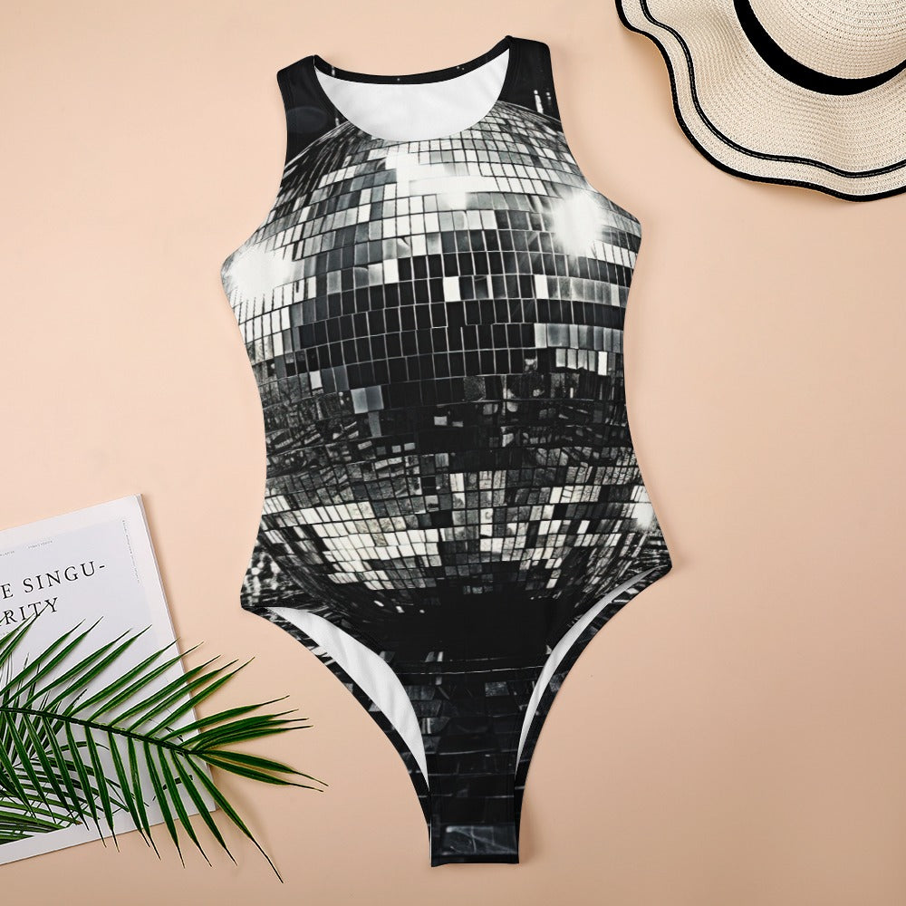 Black and White Discoball Vest Jumpsuit