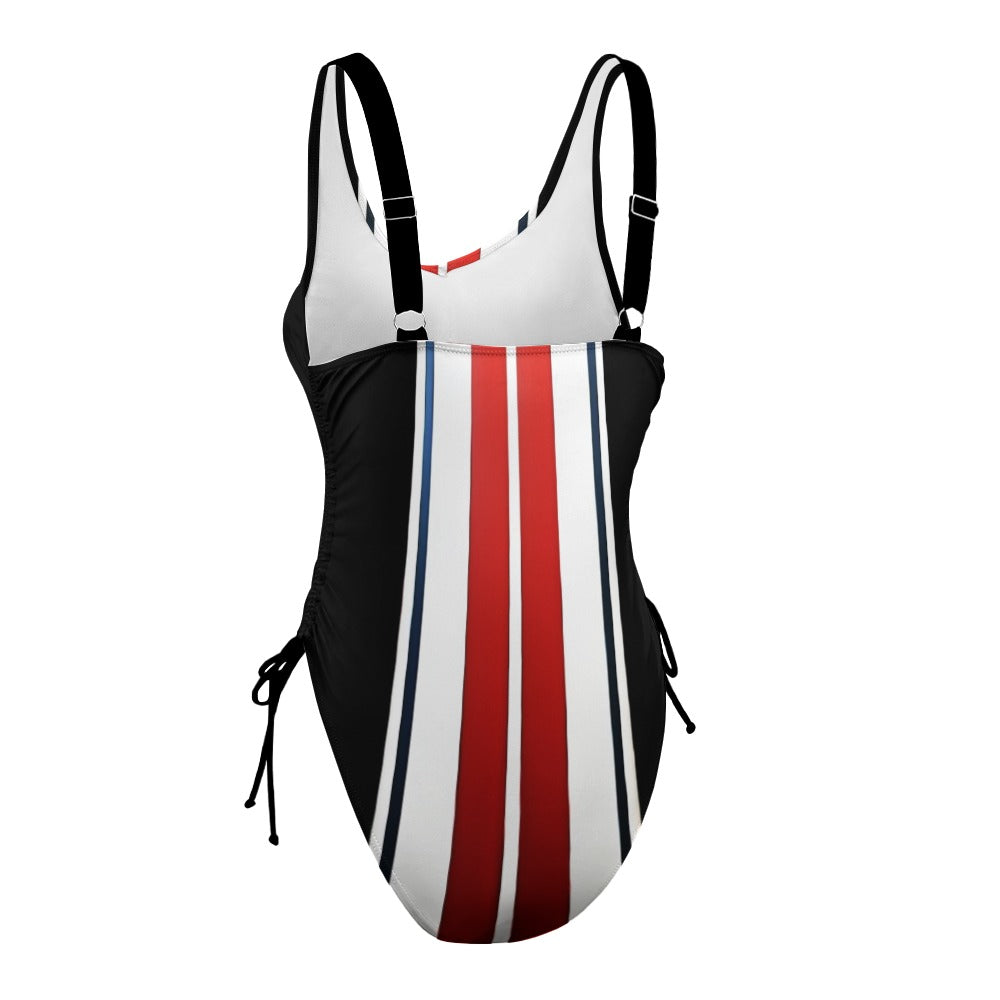 Ladies Racing Stripe One Piece Swimsuit
