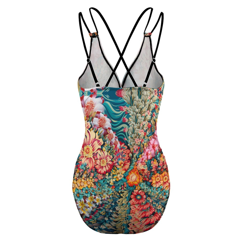Psychedelic Floral One-piece Swimsuit