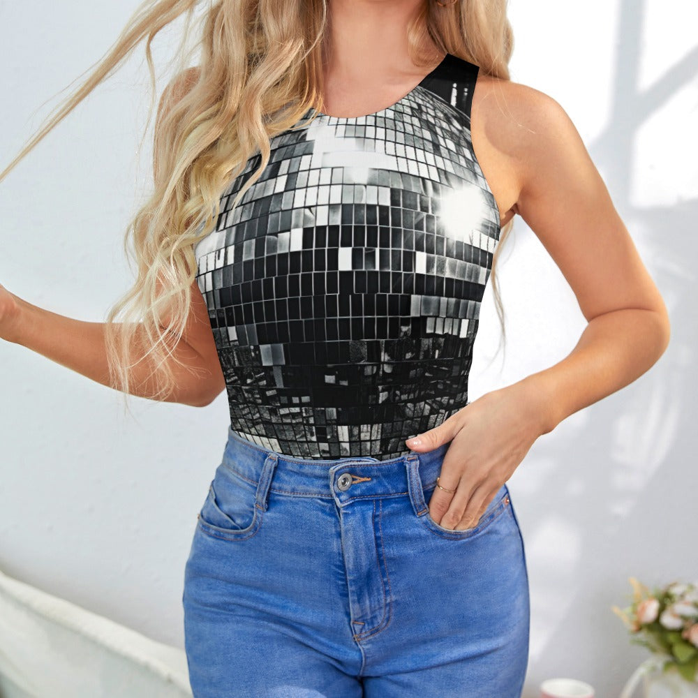 Black and White Discoball Vest Jumpsuit