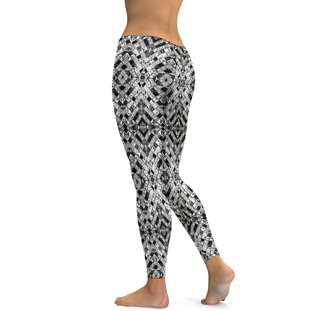Black and White Diamond Yoga Pants