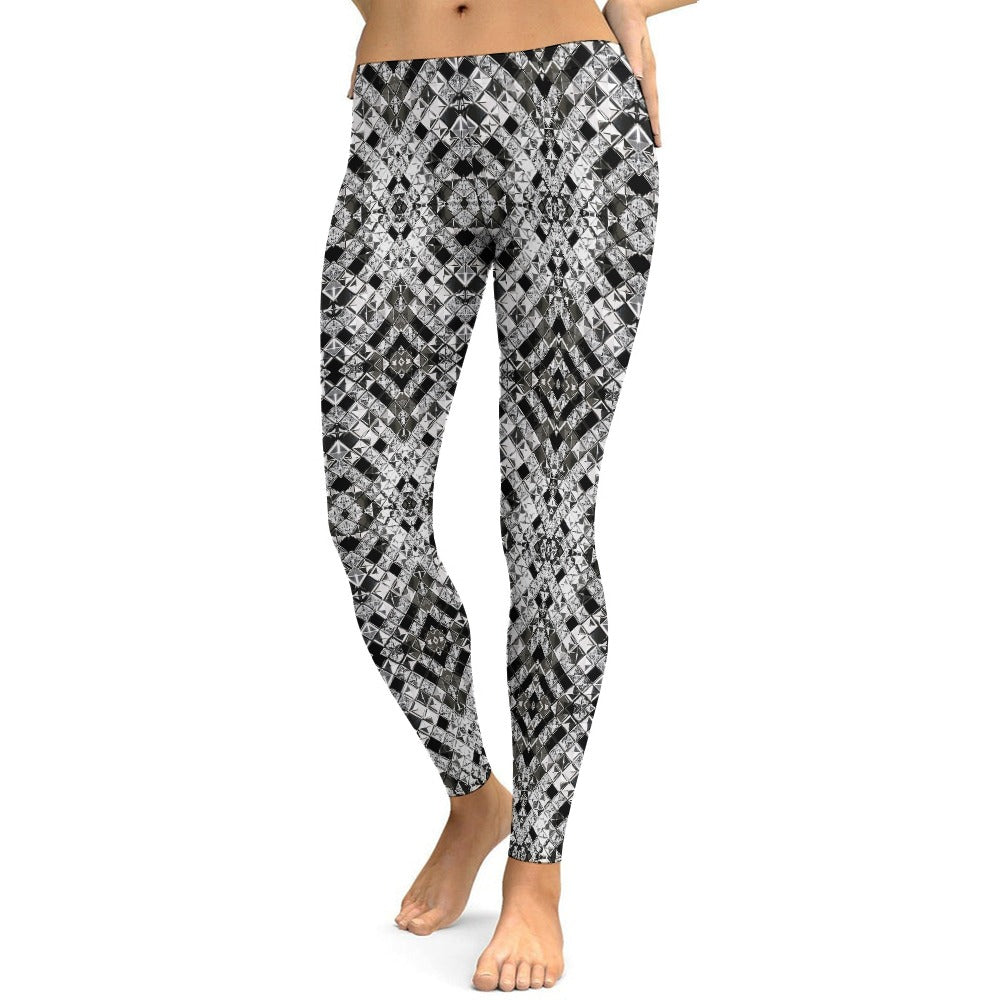 Black and White Diamond Yoga Pants