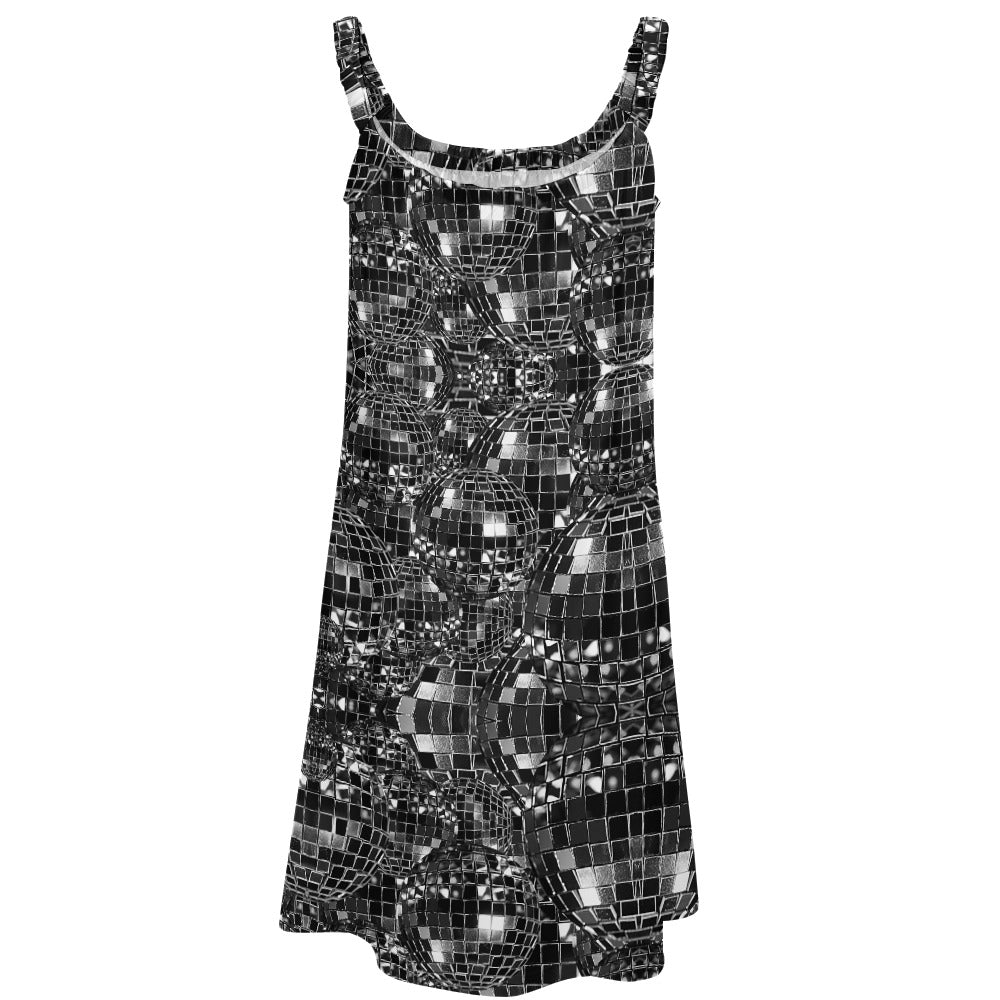 Black and White Disco Ball Pattern Beach Sling Skirt
