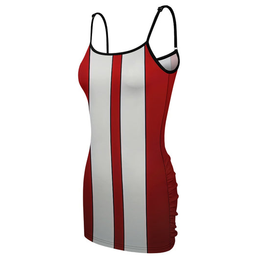 Women's Red and White Striped Slim Sexy Package Hip Skirt