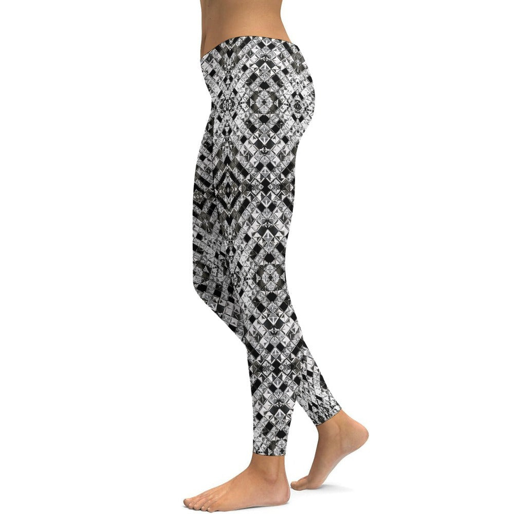 Black and White Diamond Yoga Pants